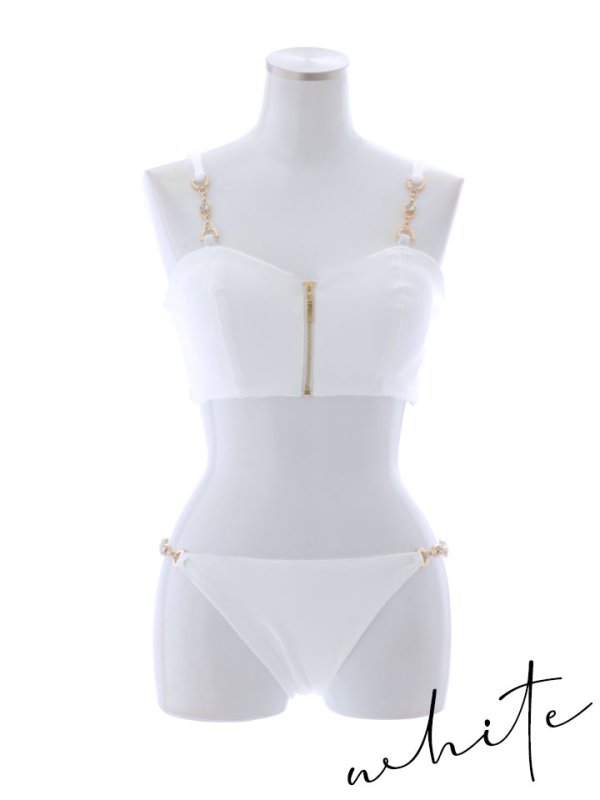 画像23: 【即日発送】【ビキニ】【水着】フロントジップビジューチェーンビキニ 2点セット [YMT]