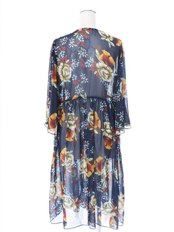 画像4: 【即日発送】値下げ！【水着小物：カーディガン】ボタニカルフラワーシフォンカーディガン[YMT]