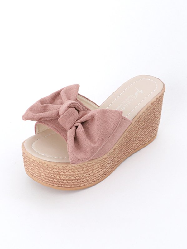 画像9: 【即日発送】【水着小物：ビーチサンダル】ピンクリボンウェッジサンダル[YMT]