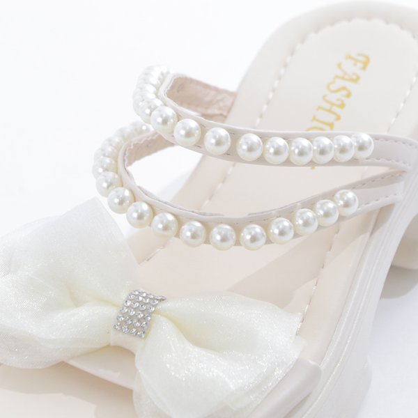 画像12: 【即日発送】【水着小物：ビーチサンダル】パール付き/ リボン/ 厚底サンダル[YMT]