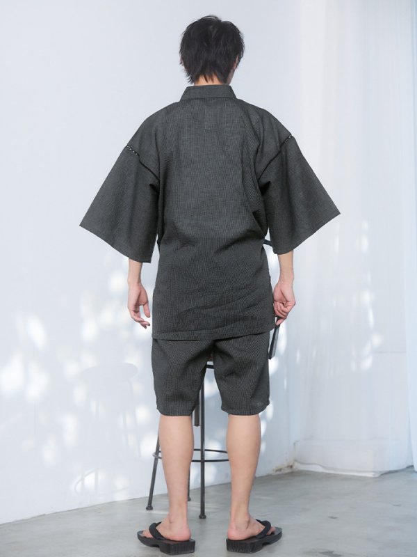画像12: 【即日発送】【メンズ甚平】ダークグレー甚平【甚平・下駄セット】[OF04]