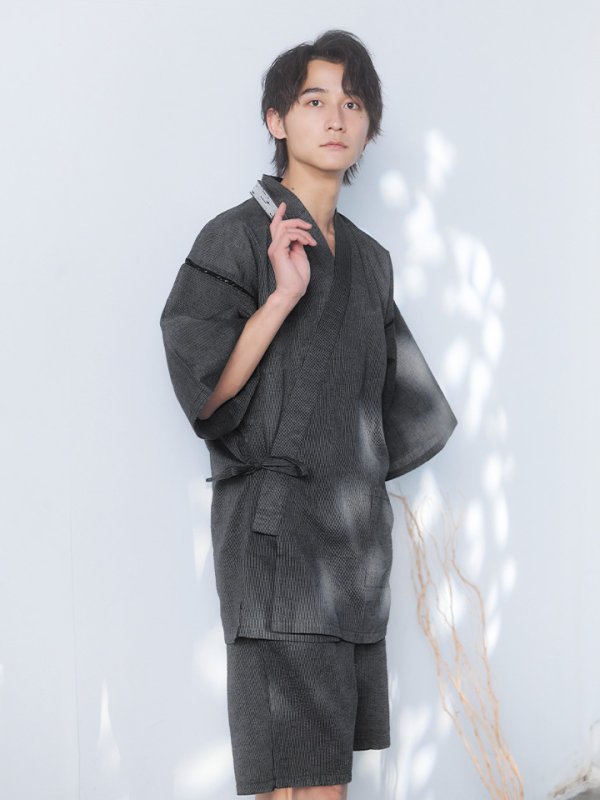 画像5: 【即日発送】【メンズ甚平】ダークグレー甚平【甚平・下駄セット】[OF04]