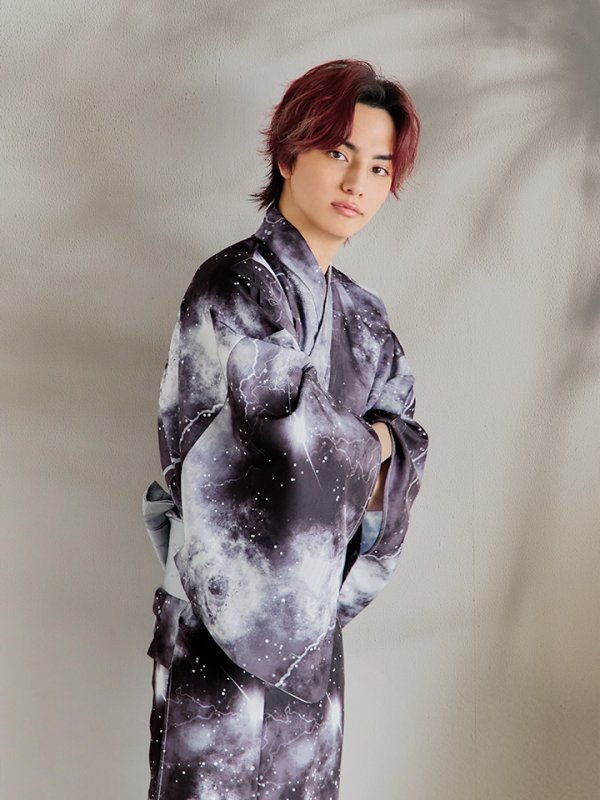 画像3: 【即日発送！】【メンズ浴衣】モノトーン×雷浴衣【浴衣３点セット 浴衣/帯/下駄】[YMT]