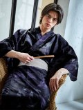 【予約 / 5月中旬発送予定】【メンズ浴衣】蒼流金鯉の紳士浴衣 OBI-MS-003-wk-4-W / GETA-MS-32-ok-1-B/ [yog/YMT]