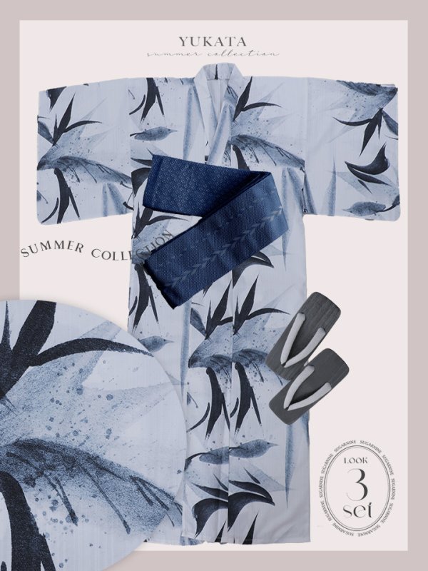 画像15: 【即日発送】【メンズ浴衣】水墨デザイン紳士浴衣 【浴衣３点セット 浴衣/帯/下駄】[YMT]