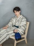 【メンズ浴衣】白地×ストライプ浴衣【浴衣・帯・下駄セット】 OBI-MS-004-wk-2-BL [YMT]