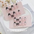 【ネイルチップ】黒フレンチ×キルティングネイルチップ[OF02]