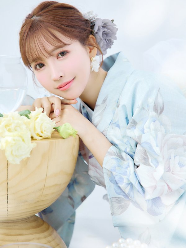 画像10: 【即日発送】クラシカルローズブルー浴衣  【浴衣３点セット 浴衣/帯/下駄】[YMT]