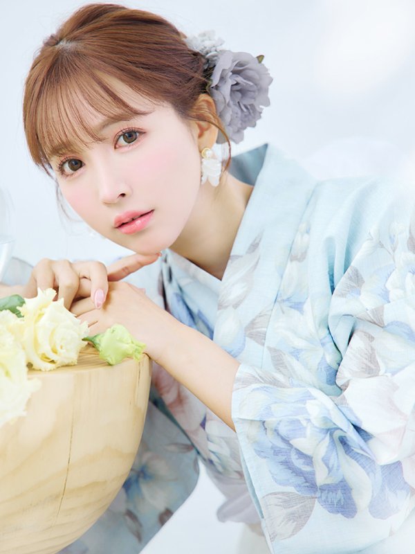 画像11: 【即日発送】クラシカルローズブルー浴衣  【浴衣３点セット 浴衣/帯/下駄】[YMT]