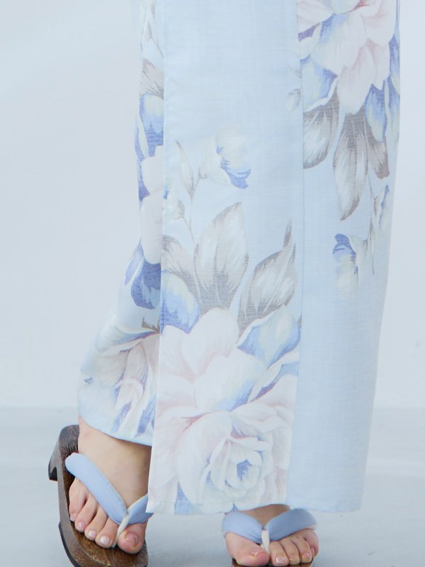 画像20: 【即日発送】クラシカルローズブルー浴衣  【浴衣３点セット 浴衣/帯/下駄】[YMT]