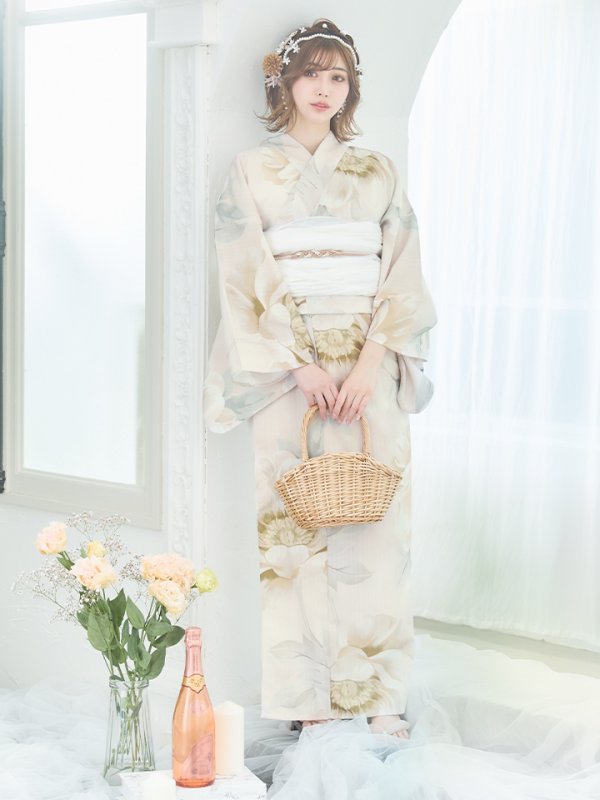 画像13: 【即日発送】クリームイエローピオニー浴衣  【浴衣３点セット 浴衣/帯/下駄】[YMT]