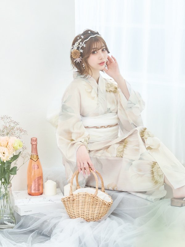 画像16: 【即日発送】クリームイエローピオニー浴衣  【浴衣３点セット 浴衣/帯/下駄】[YMT]