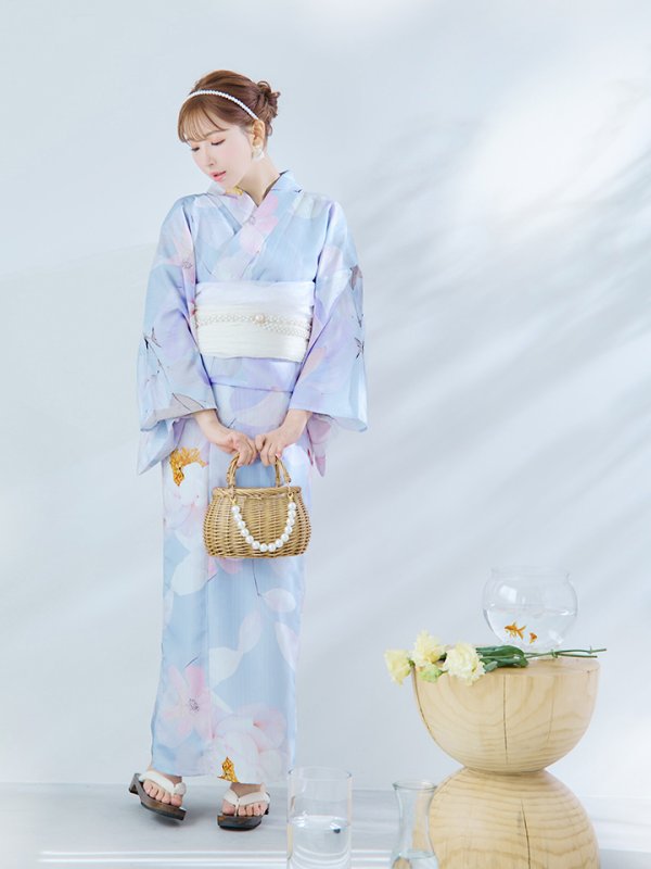 画像7: 【即日発送】シャーベットフラワー牡丹浴衣  【浴衣３点セット 浴衣/帯/下駄】[YMT]