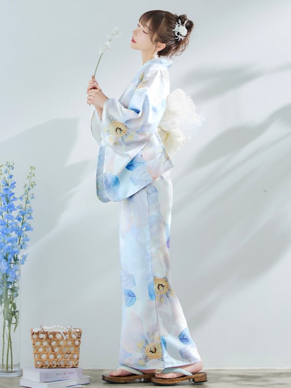 画像7: 【即日発送】アイシーフラワー牡丹浴衣  【浴衣３点セット 浴衣/帯/下駄】[YMT]