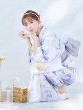 【即日発送】シャーベットフラワー牡丹浴衣 OBI-g-500-kj-8-GY / HIMO-900-yn-5-IV / HEKO-800-sb-5-W / YA-1079-kj-6-W / GETA-01-kj-3-IV[YMT]