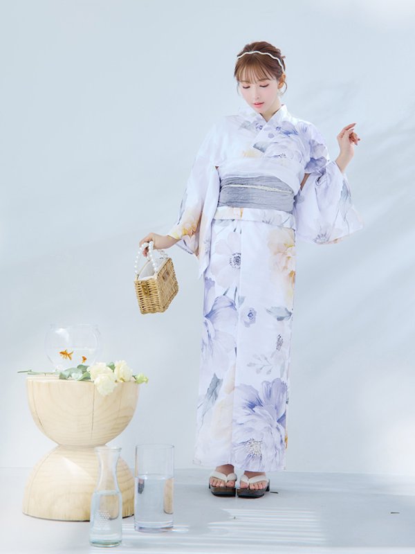 画像8: 【即日発送】シャーベットフラワー牡丹浴衣  【浴衣３点セット 浴衣/帯/下駄】[YMT]