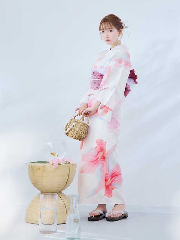 画像9: 【即日発送】ニュアンスピンク金魚浴衣  【浴衣３点セット 浴衣/帯/下駄】[YMT]