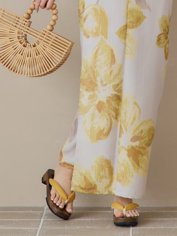 画像22: 【即日発送！】グレージュ×イエローフラワー浴衣  【浴衣３点セット 浴衣/帯/下駄】[YMT]