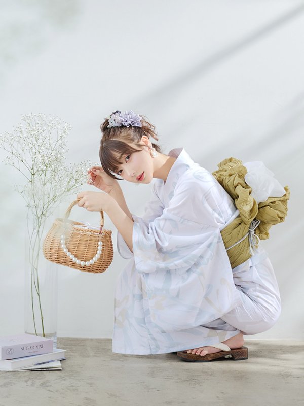 画像12: 【即日発送】ニュアンスフラワーベージュ浴衣  【浴衣３点セット 浴衣/帯/下駄】[YMT]