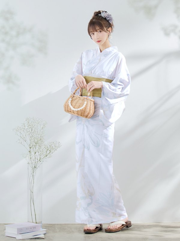 画像18: 【即日発送】ニュアンスフラワーベージュ浴衣  【浴衣３点セット 浴衣/帯/下駄】[YMT]