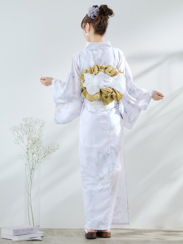 画像19: 【即日発送】ニュアンスフラワーベージュ浴衣  【浴衣３点セット 浴衣/帯/下駄】[YMT]