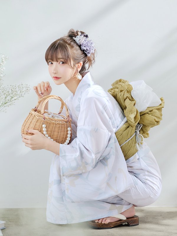 画像5: 【即日発送】ニュアンスフラワーベージュ浴衣  【浴衣３点セット 浴衣/帯/下駄】[YMT]