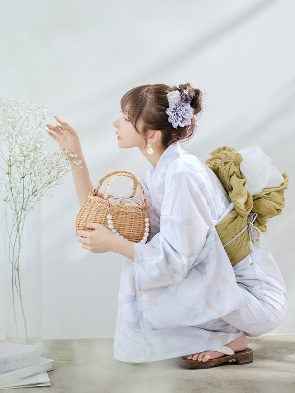 画像6: 【即日発送】ニュアンスフラワーベージュ浴衣  【浴衣３点セット 浴衣/帯/下駄】[YMT]