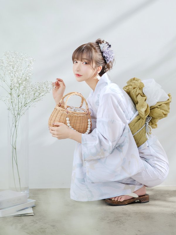 画像7: 【即日発送】ニュアンスフラワーベージュ浴衣  【浴衣３点セット 浴衣/帯/下駄】[YMT]