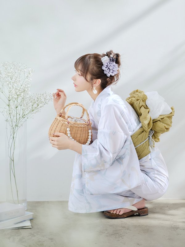 画像8: 【即日発送】ニュアンスフラワーベージュ浴衣  【浴衣３点セット 浴衣/帯/下駄】[YMT]