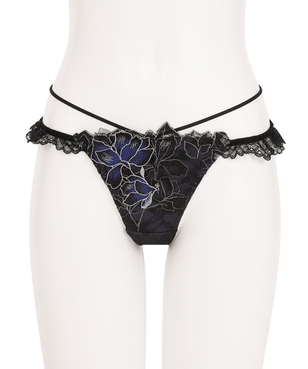 ノーブルマグノリア ストレッチレース Tバック：ブラック