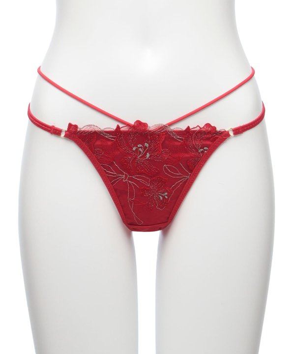 エミリー エンブロイダリーレース Tバック：レッド