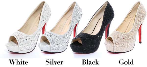 画像17: 【5サイズ/4カラー】敷き詰められた輝くストーンが豪華に煌めく♪☆12cmヒールオープントゥパンプス[OF02]