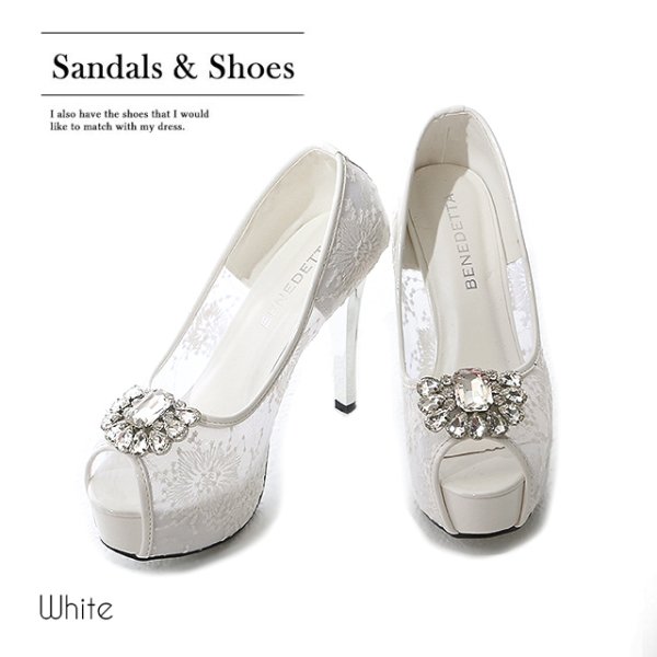 画像3: 再入荷!フロントジュエリーレースパンプス【35-38サイズ/2カラー】[OF02]