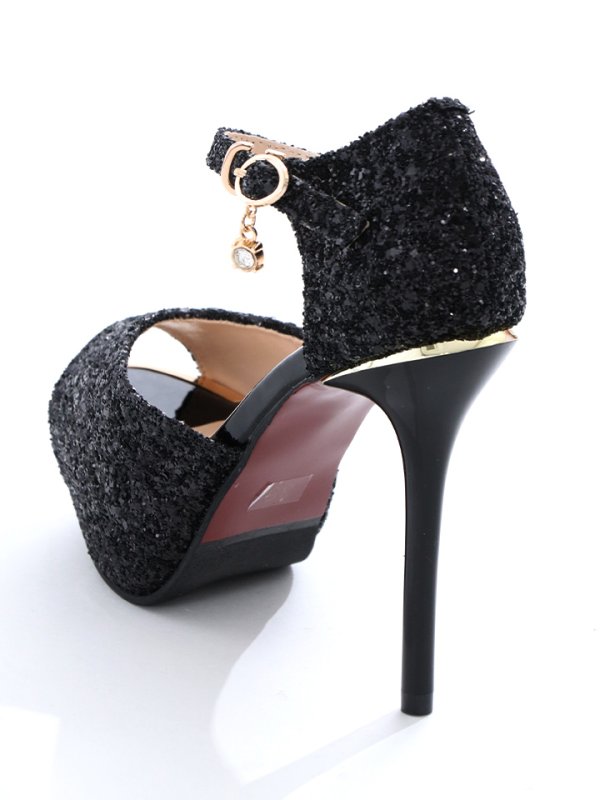 画像9: ストラップ/ビジュー/12cmヒール/厚底/グリッター/ラメ/サンダル【34-40サイズ/3カラー】[OF02]