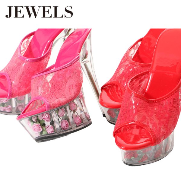 画像10: SALE!【62%OFF】【小悪魔ageha掲載商品】大人気のバラサンダルからNEWバージョン登場！レースデザインがSEXY&CUTEな足元を演出♪薔薇詰め厚底クリアヒールサンダル[OF02]