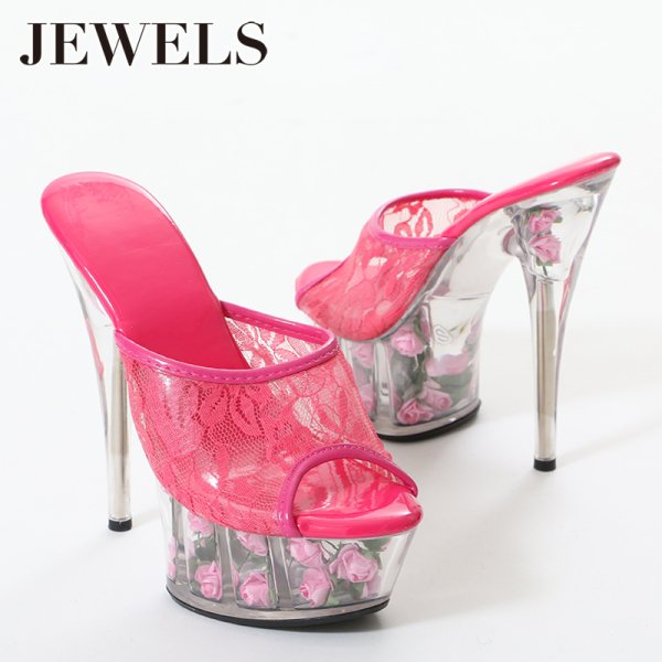 画像8: SALE!【62%OFF】【小悪魔ageha掲載商品】大人気のバラサンダルからNEWバージョン登場！レースデザインがSEXY&CUTEな足元を演出♪薔薇詰め厚底クリアヒールサンダル[OF02]