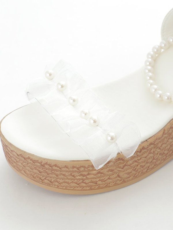 画像8: 【即日発送】【水着小物：ビーチサンダル】パールチェーン/ リボン/ フリル/ 厚底/ ウエッジソール/ サンダル/ サマーシューズ[YMT]
