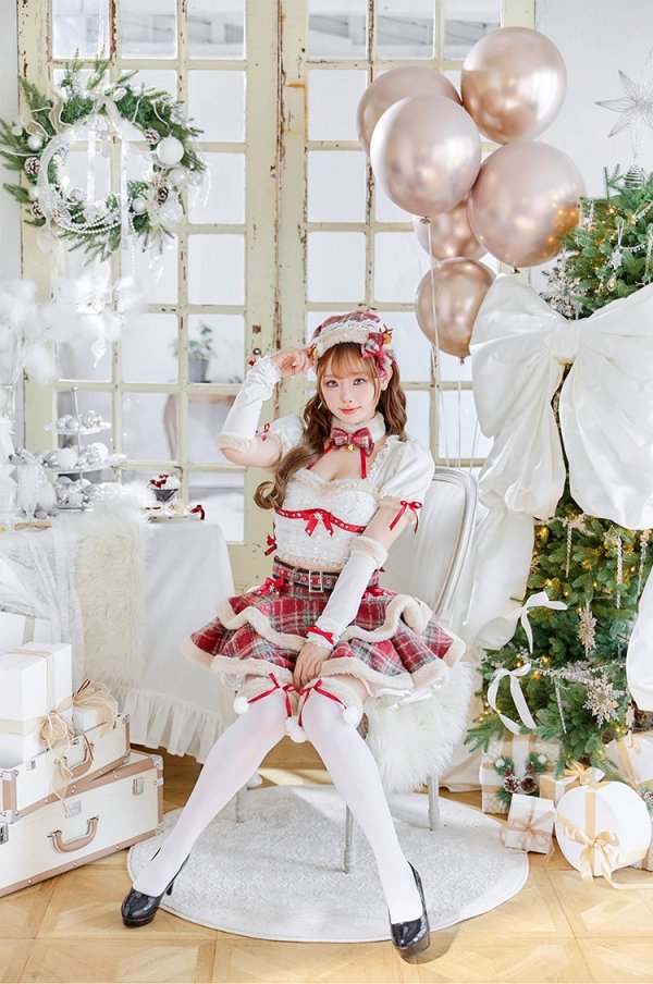 画像7: 【即日発送！】【クリスマスコスプレ9点セット】【Malymoon/マリームーン】フレンチチェックノエルトナカイ【SM-ML/2カラー】[OF03]