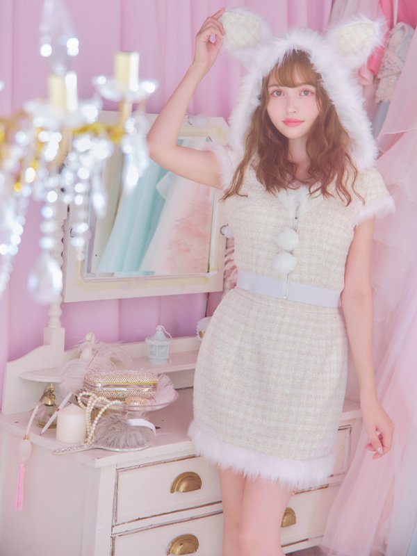 画像4: 【即日発送！】【サンタコス5点セット】【XS-XLサイズ/2カラー】ツイードチェックバニーサンタコスプレ[OF04]