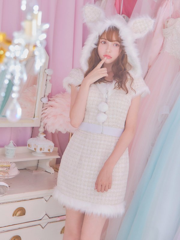 画像9: 【即日発送！】【サンタコス5点セット】【XS-XLサイズ/2カラー】ツイードチェックバニーサンタコスプレ[OF04]