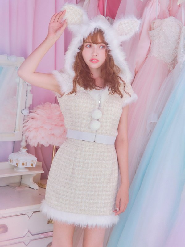 画像8: 【即日発送！】【サンタコス5点セット】【XS-XLサイズ/2カラー】ツイードチェックバニーサンタコスプレ[OF04]