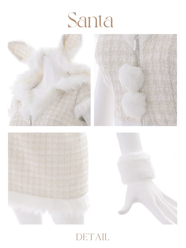 画像41: 【即日発送！】【サンタコス5点セット】【XS-XLサイズ/2カラー】ツイードチェックバニーサンタコスプレ[YMT]