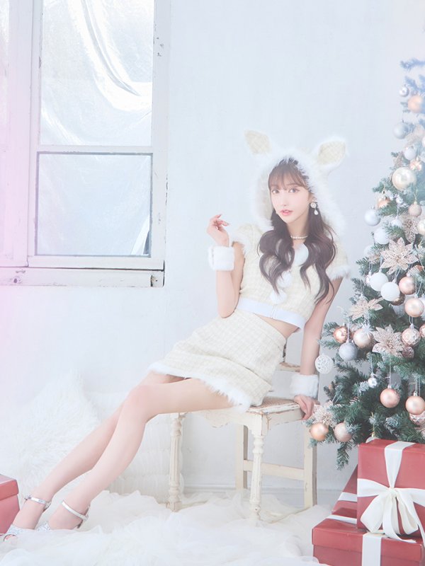 画像9: 【即日発送！】【サンタコス5点セット】【XS-XLサイズ/2カラー】ツイードチェックバニーサンタコスプレ[YMT]