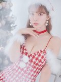 【サンタセール！】【サンタコス5点セット】【S-XLサイズ/1カラー】千鳥柄ツイードキャミドレスサンタコスプレ[YMT]