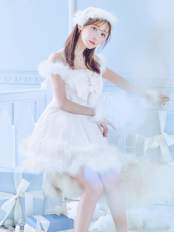 画像5: 【ノベルティ対象】【即日発送！】【サンタコス 4点セット】【XS-Lサイズ/4カラー】フロントビッグリボンオフショルフレアサンタ[YMT]