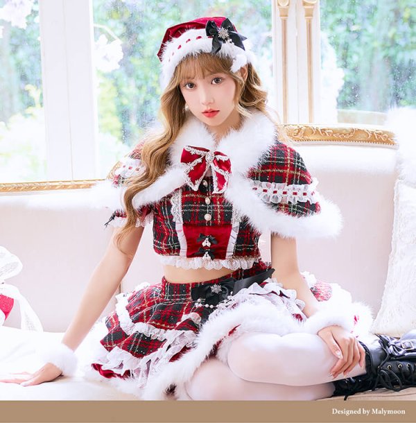 画像3: 【クリスマスコスプレ10点セット】【Malymoon/マリームーン】ロイヤルツイードケープサンタ【2サイズ/1カラー】【予約/12月上旬発送予定】[HC03]