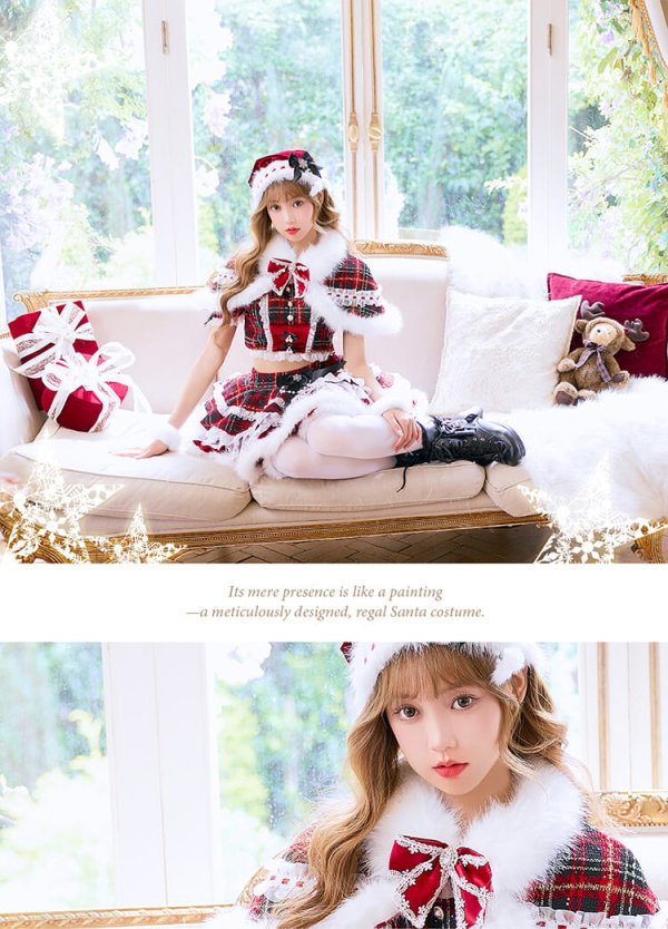 画像6: 【クリスマスコスプレ10点セット】【Malymoon/マリームーン】ロイヤルツイードケープサンタ【2サイズ/1カラー】【予約/12月上旬発送予定】[HC03]