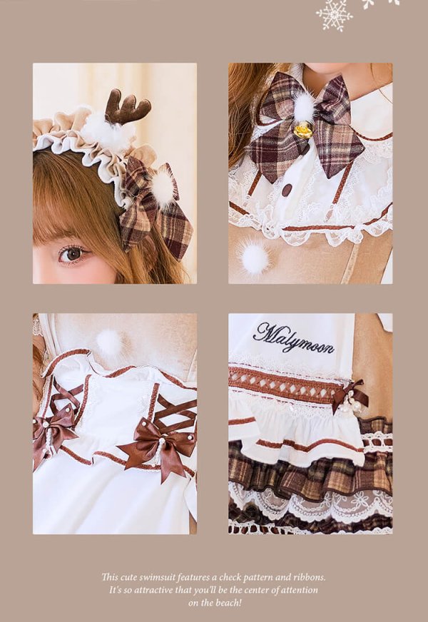 画像10: 【クリスマスコスプレ13点セット】【Malymoon/マリームーン】ミルクティーチェックトナカイメイド【2サイズ/1カラー】【予約/12月上旬発送予定】[HC03]