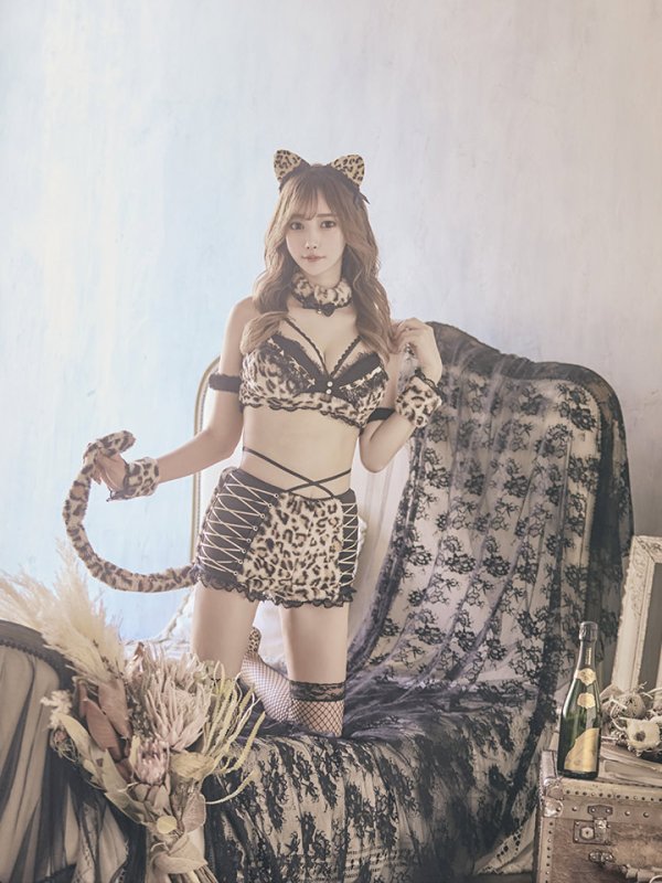 画像9: 【即日発送！】【sugar nine×マリームーンコラボ】 セクシーレオパードコスプレセット【ハロウィン7点セット】【XS-Lサイズ/1カラー】[HC02]