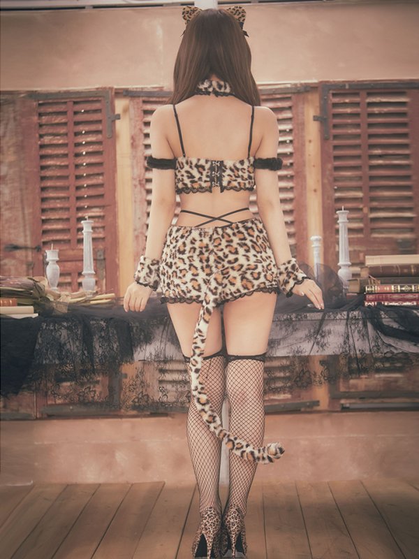 画像6: 【即日発送！】【sugar nine×マリームーンコラボ】 セクシーレオパードコスプレセット【ハロウィン7点セット】【XS-Lサイズ/1カラー】[HC03]